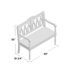 Entryway Bench in Solid Wood with Turned Legs, Dark Teak