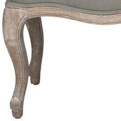 Entryway Bench, Sea Mist Linen with Oak Cabriole Legs