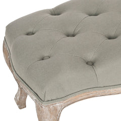 Entryway Bench, Sea Mist Linen with Oak Cabriole Legs