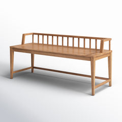 Entryway Bench, Seats 2, Belgian Wheat Finish, Slat Back