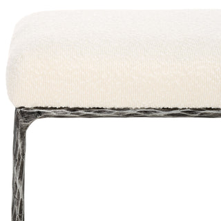 Entryway Bench, Seats 2, Ivory Boucle with Metal Legs