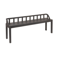 Entryway Bench, Solid Mango Wood, 60 Inch Wide, Black, Squared Wood Legs