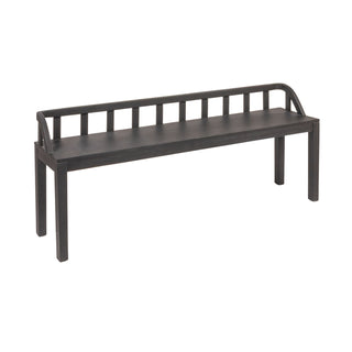 Entryway Bench, Solid Mango Wood, 60 Inch Wide, Black, Squared Wood Legs