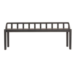 Entryway Bench, Solid Mango Wood, 60 Inch Wide, Black, Squared Wood Legs