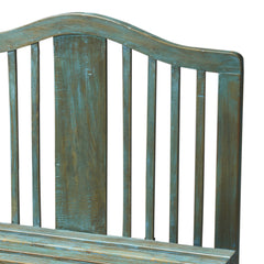 Entryway Bench, Solid Mango Wood with Slatted Back, Blue