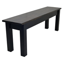Entryway Bench, Solid Wood, Dark Walnut Top with Black Legs
