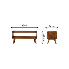 Entryway Bench, Solid Wood with Brown Finish