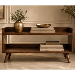 Entryway Bench, Solid Wood with Brown Finish