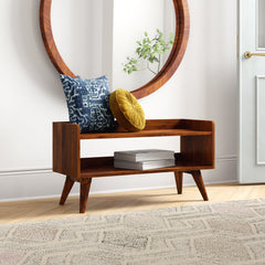 Entryway Bench, Solid Wood with Brown Finish