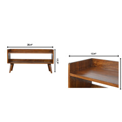 Entryway Bench, Solid Wood with Brown Finish