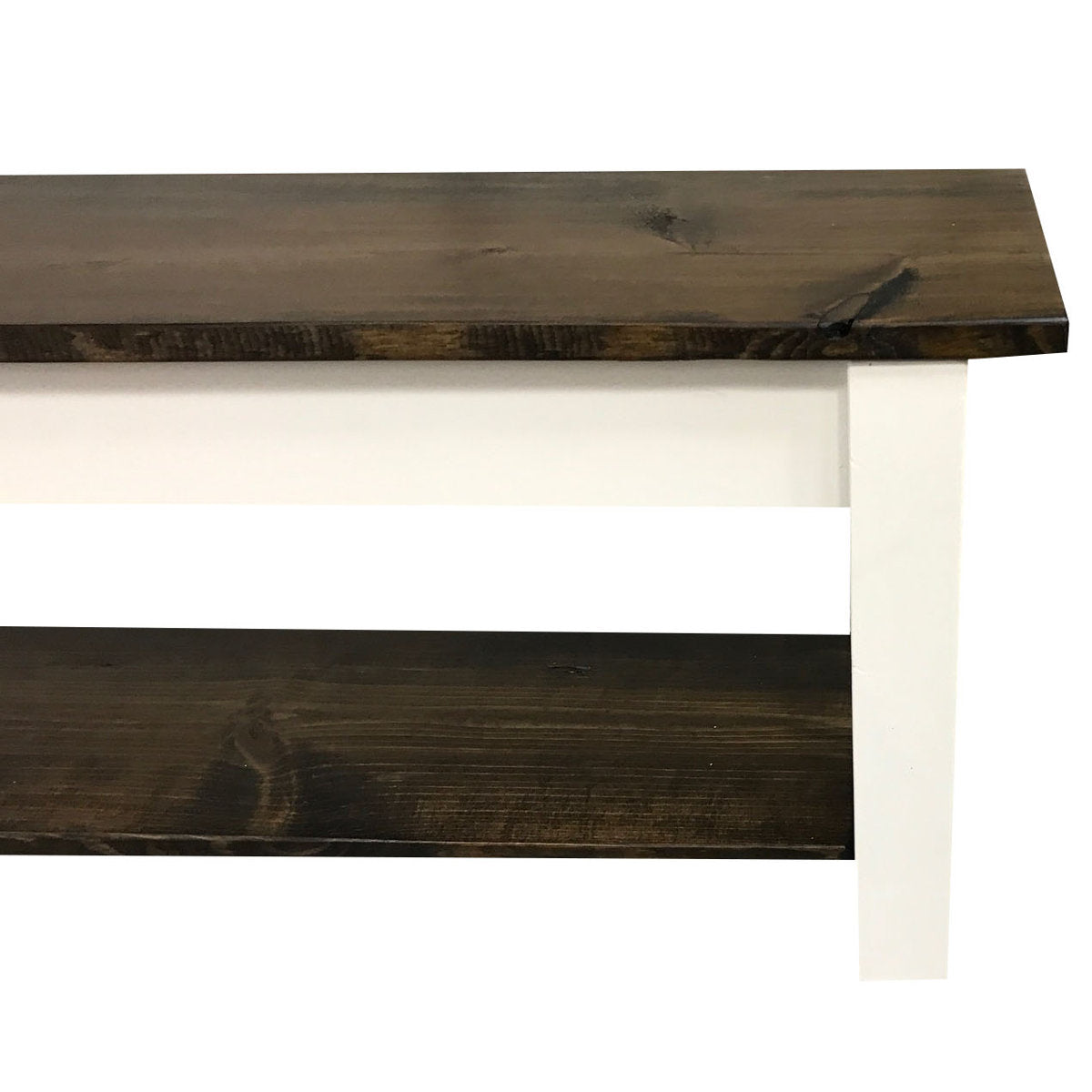 Entryway Bench, Solid Wood with Dark Walnut and Off White Finish