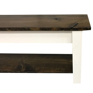 Entryway Bench, Solid Wood with Dark Walnut and Off White Finish