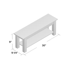 Entryway Bench, Solid Wood with Dark Walnut and Off White Finish