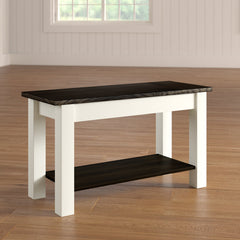 Entryway Bench, Solid Wood with Dark Walnut and Off White Finish