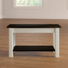 Entryway Bench, Solid Wood with Dark Walnut and Off White Finish