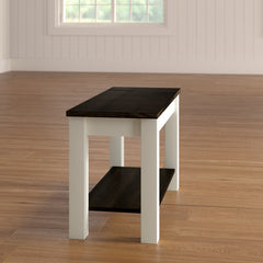 Entryway Bench, Solid Wood with Dark Walnut and Off White Finish