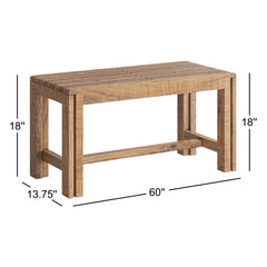 Entryway Bench, Solid Wood with Expanding Frame, Natural