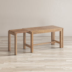Entryway Bench, Solid Wood with Expanding Frame, Natural
