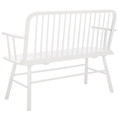 Entryway Bench, Solid Wood with Spindle Back in White