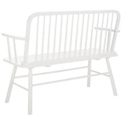 Entryway Bench, Solid Wood with Spindle Back in White