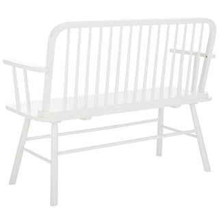 Entryway Bench, Solid Wood with Spindle Back in White