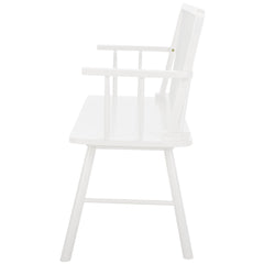 Entryway Bench, Solid Wood with Spindle Back in White