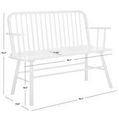 Entryway Bench, Solid Wood with Spindle Back in White