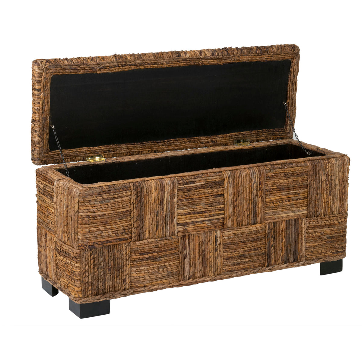 Entryway Bench with Flip-Top Storage in Brown Abaca
