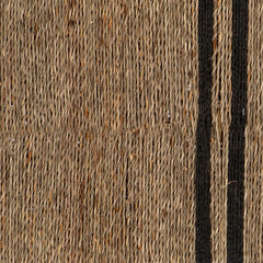 Entryway Bench with Seagrass Top and Solid Wood Frame, Brown and Black