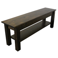 Entryway Bench with Shelf Storage, Solid Wood, Dark Walnut