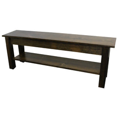 Entryway Bench with Shelf Storage, Solid Wood, Dark Walnut