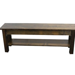 Entryway Bench with Shelf Storage, Solid Wood, Dark Walnut