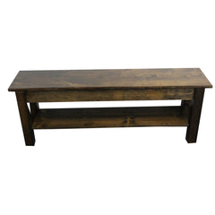 Entryway Bench with Shelf Storage, Solid Wood, Dark Walnut