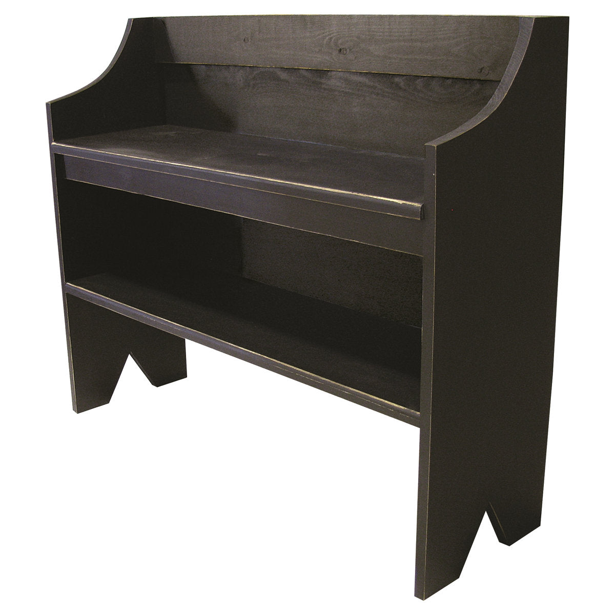 Entryway Bench with Shoe Storage, Black Solid Pine Wood