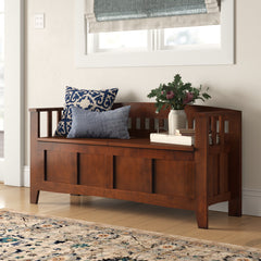 Entryway Bench with Split Seat Storage in Walnut