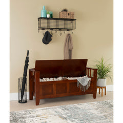 Entryway Bench with Split Seat Storage in Walnut