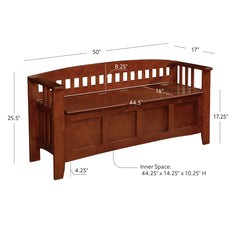 Entryway Bench with Split Seat Storage in Walnut