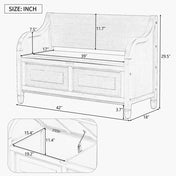 Entryway Bench with Storage and Upholstered Seat in Gray Wash