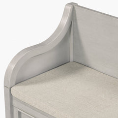 Entryway Bench with Storage and Upholstered Seat in Gray Wash