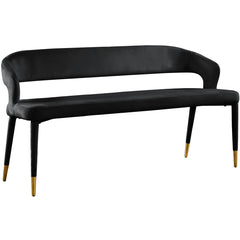 Entryway Bench with Velvet Upholstery and Gold Iron Legs