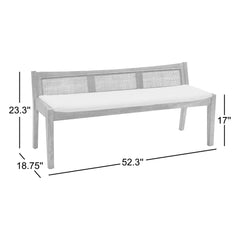 Entryway Bench with Woven Rattan Back, Seats 2