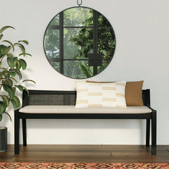 Entryway Bench with Woven Rattan Back, Seats 2