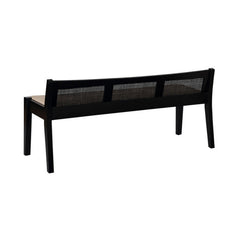 Entryway Bench with Woven Rattan Back, Seats 2
