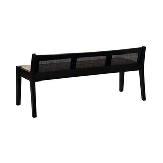 Entryway Bench with Woven Rattan Back, Seats 2