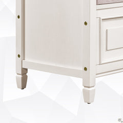 Entryway Storage Bench, 42 In. Wide, White Linen, Wood Frame