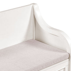 Entryway Storage Bench, 42 In. Wide, White Linen, Wood Frame