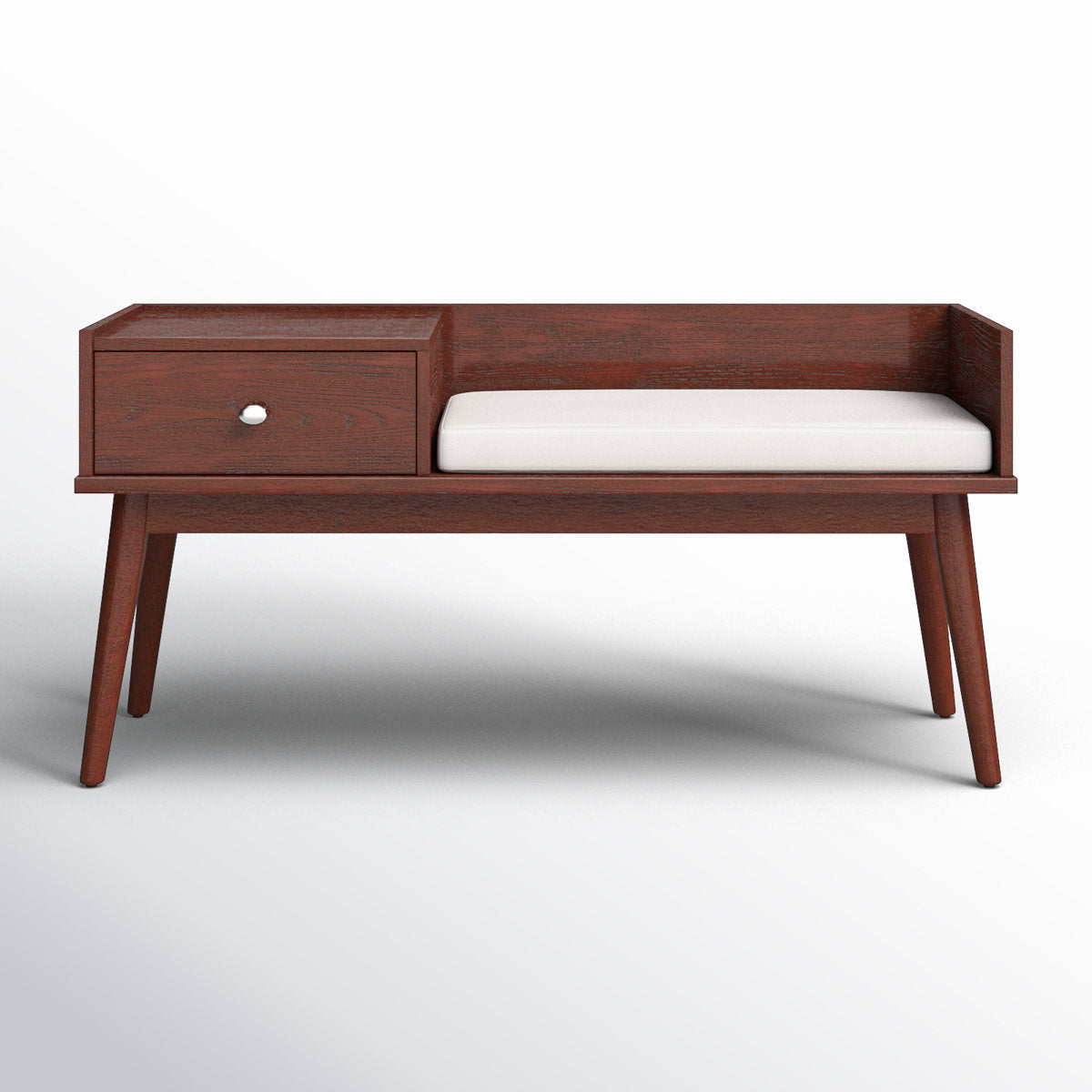Entryway Storage Bench, 47 in Wide, Espresso Linen with Solid Wood Legs