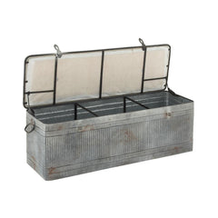 Entryway Storage Bench, 50 in W x 16 in D, Iron Frame with Upholstered Seat