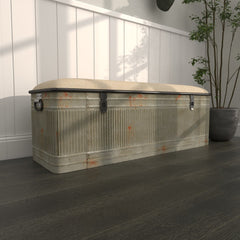 Entryway Storage Bench, 50 in W x 16 in D, Iron Frame with Upholstered Seat
