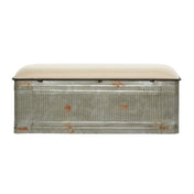 Entryway Storage Bench, 50 in W x 16 in D, Iron Frame with Upholstered Seat